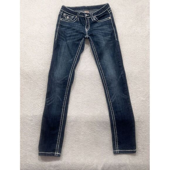 Miss‎  chic women's jeans size 5 style Straight  Denim  Bling Blue - Picture 2 of 9